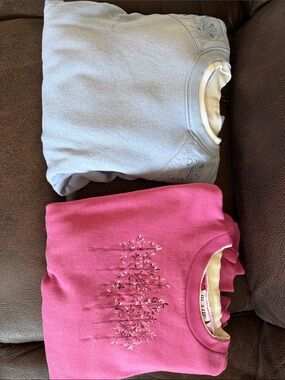 Blair Pink & Light Blue Embroidered Crewneck Sweatshirts